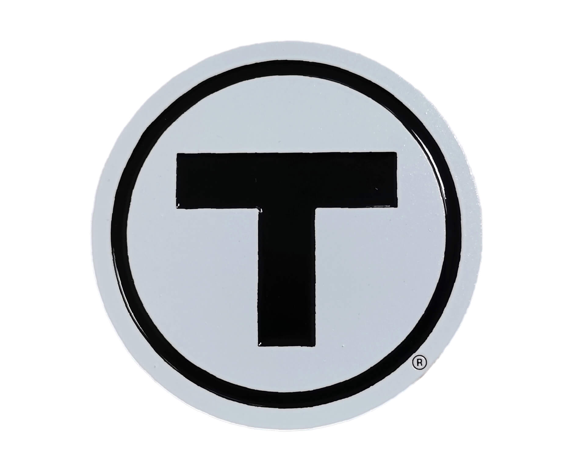 white and black Boston MBTA T Logo metal refrigerator souvenir magnet